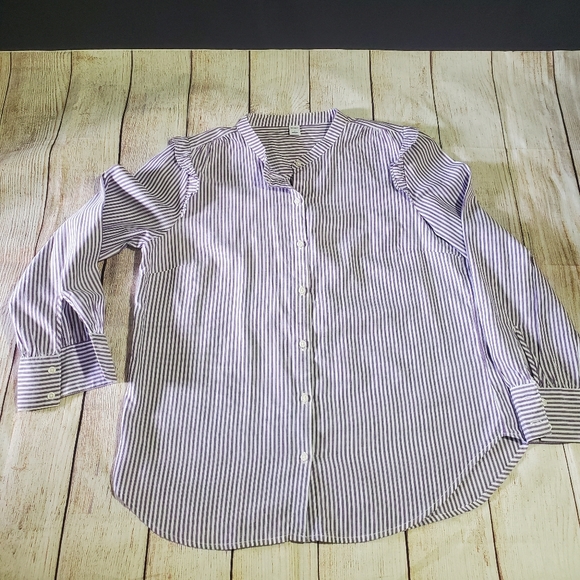 Old Navy Striped BLOUSE (ONLY), Large, Purple and White - Picture 2 of 6